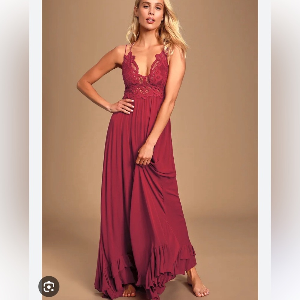 Free People Intimately Adella Maxi Slip Dress Size XS in Wine